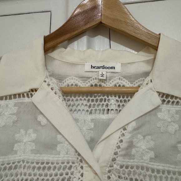 Heartloom Ivory Lacy Design Short Sleeve Blouse - Picture 3 of 7